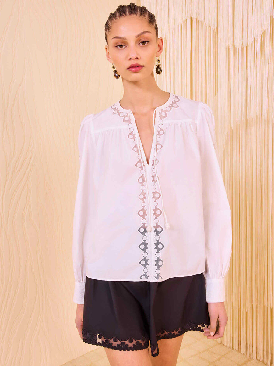 Kady Long Sleeve Blouse in Pristine