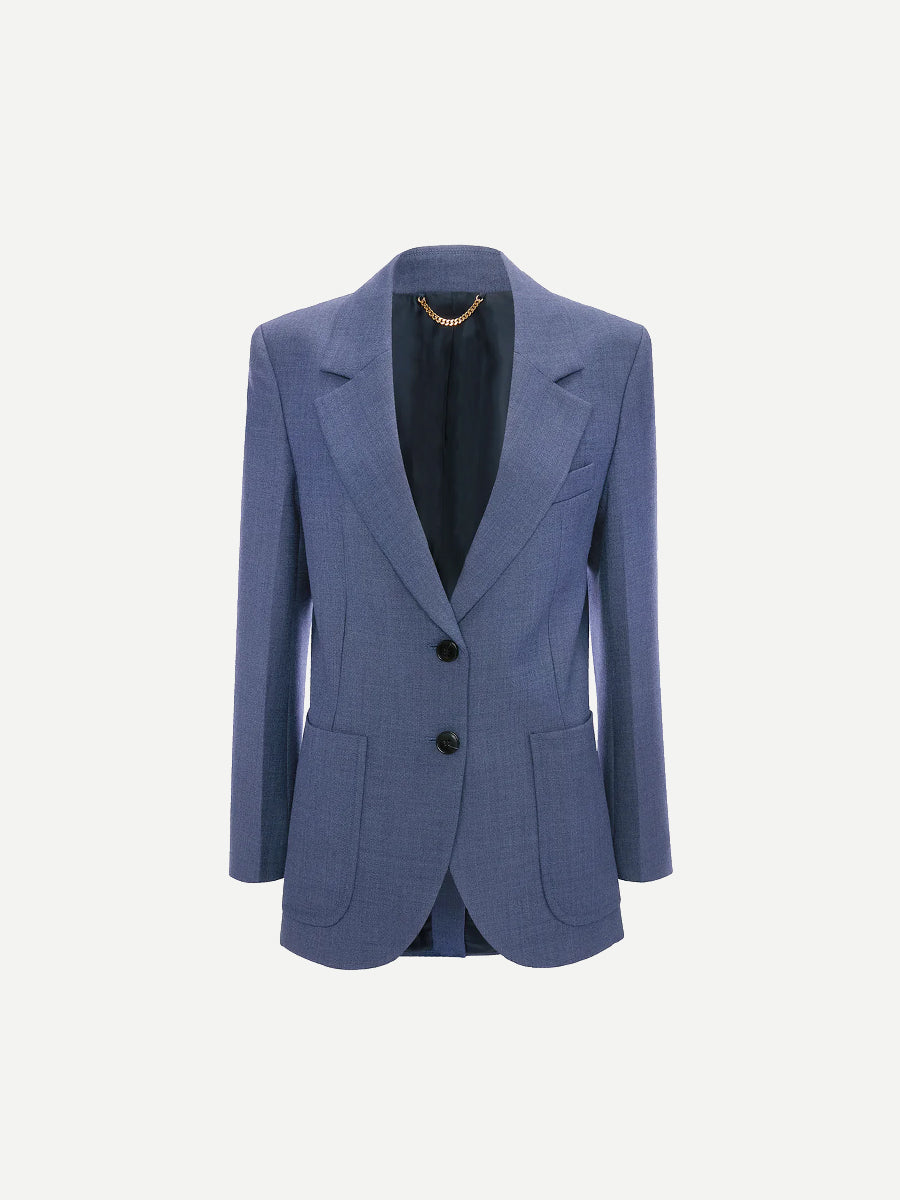 Victoria Beckham Katherine Jacket in Dusk Blue Melange