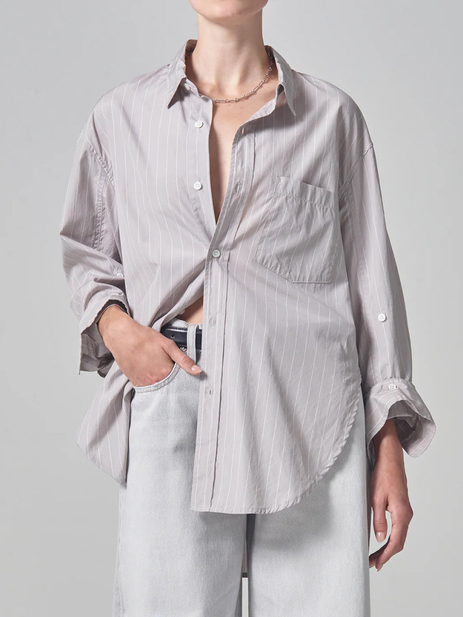 Kayla Shirt in Tailor Grey Stripe