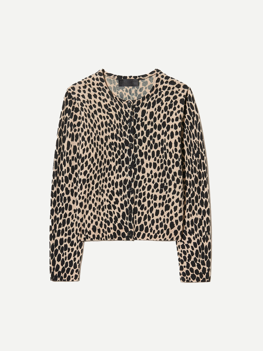 Nili Lotan Keelah Cardigan in Taupe Black Cheetah | Shop Now at Adam Heath In Store and Online, Western Australia