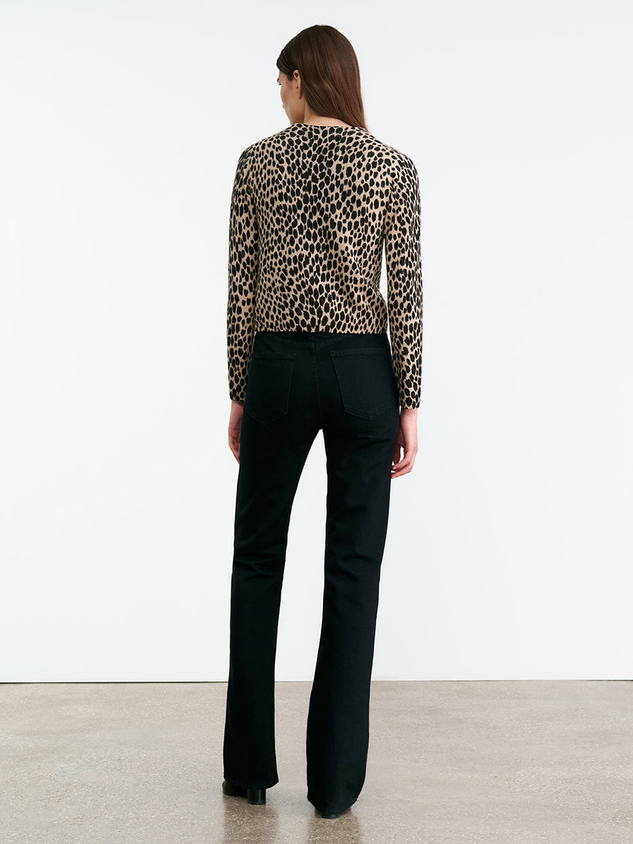 Nili Lotan Keelah Cardigan in Taupe Black Cheetah | Shop Now at Adam Heath In Store and Online, Western Australia