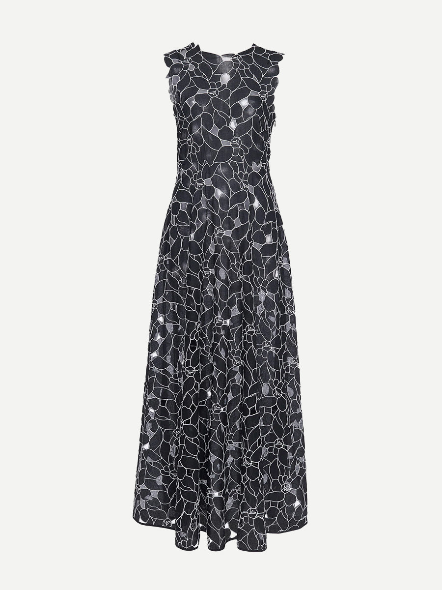 Ulla Johnson Kiana Sleeveless Midi Dress in Noir