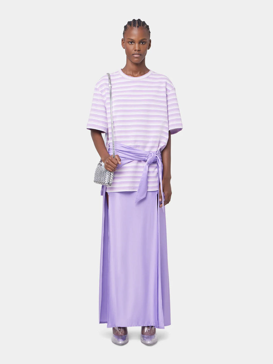 Rabanne | Oversized T-Shirt with Short Sleeves in Lilac Stripe