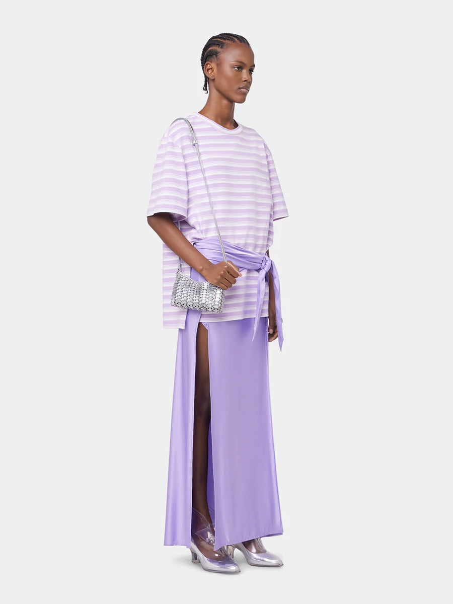 Rabanne | Oversized T-Shirt with Short Sleeves in Lilac Stripe