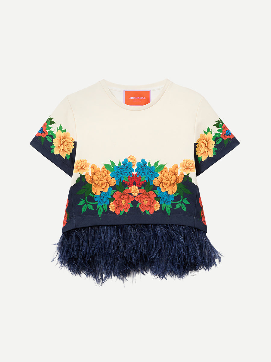 La DoubleJ La Scala Tee with Feathers in Princess Peony Ivory