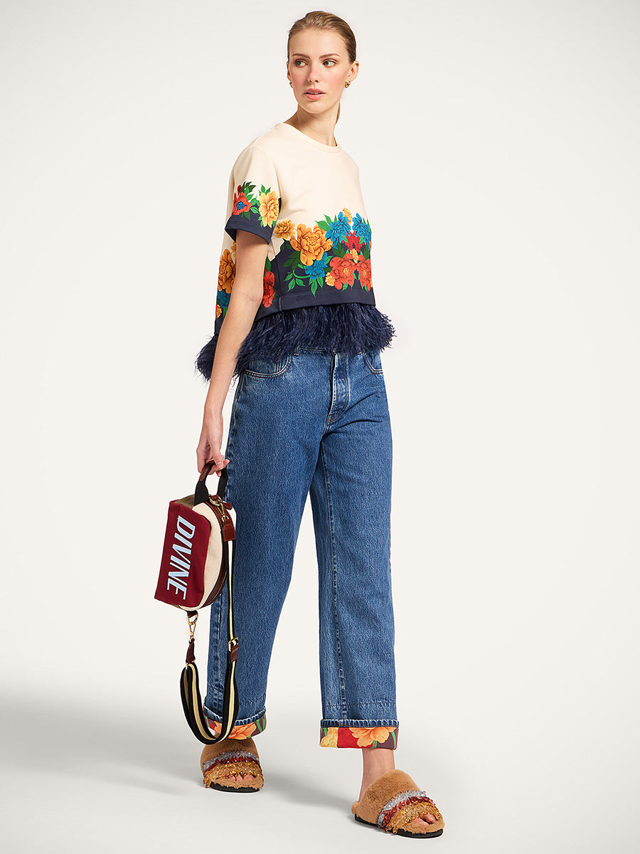 La DoubleJ La Scala Tee with Feathers in Princess Peony Ivory
