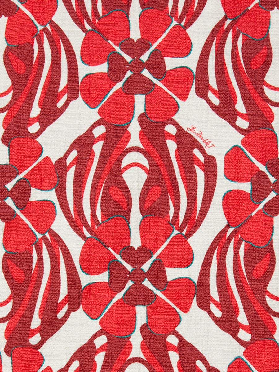 La Scala Top with Feathers in Clover Red