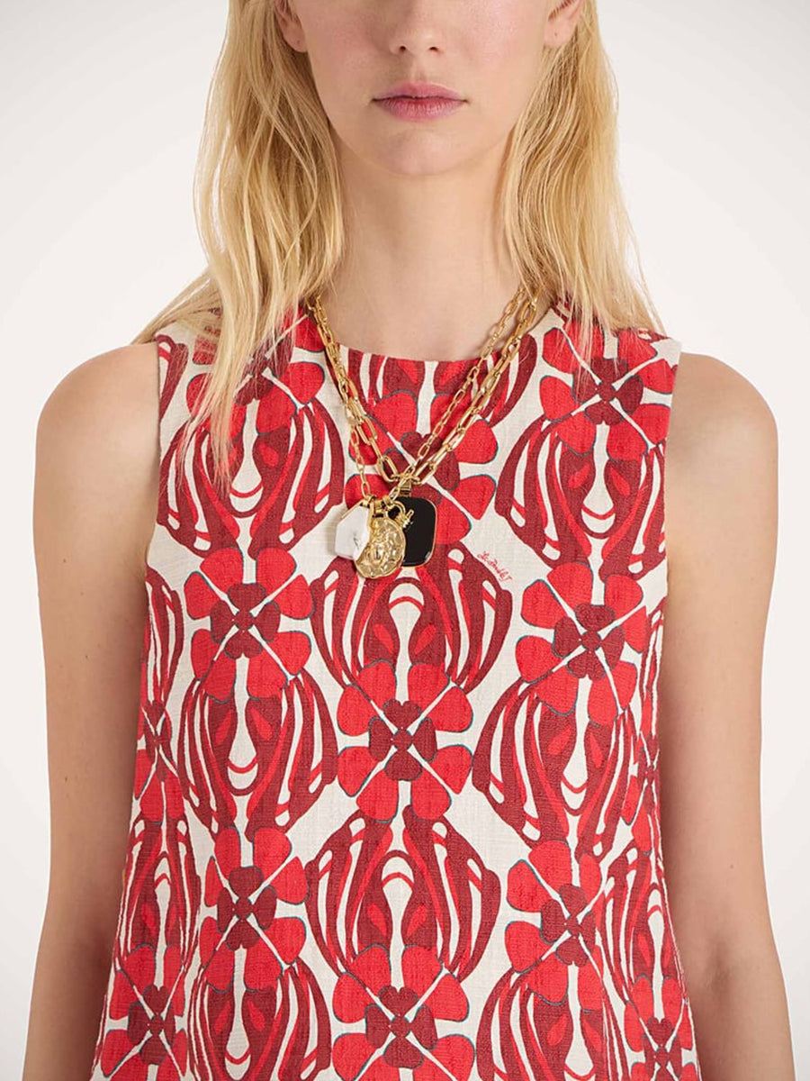 La DoubleJ La Scala Top with Feathers in Clover Red | Shop Adam Heath Instore and Online
