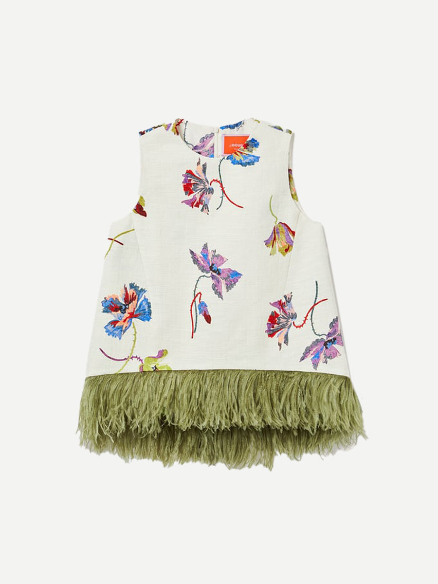 La DoubleJ La Scala Top with Feathers in Infiorata White | Shop Adam Heath Instore and Online