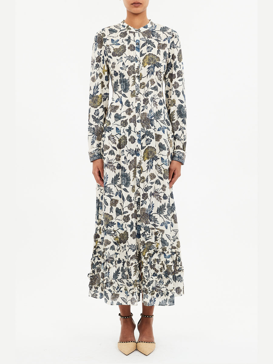 Laurentine Long Sleeve Dress in Porcelain