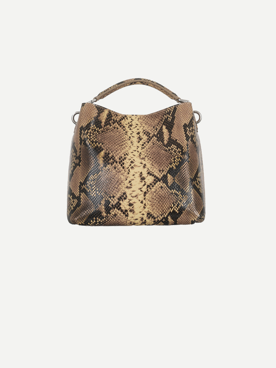 Dries Van Noten | Leather Bucket Bag in Beige Python