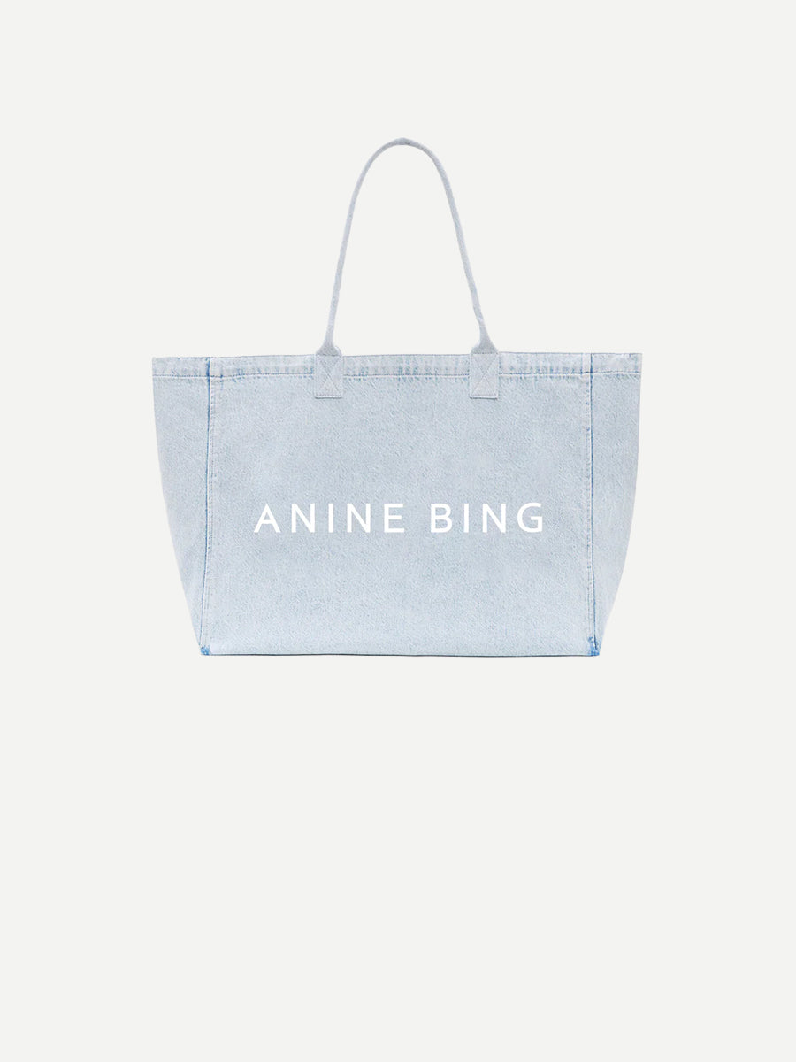 Anine Bing Leo Denim Tote in Lucid Blue