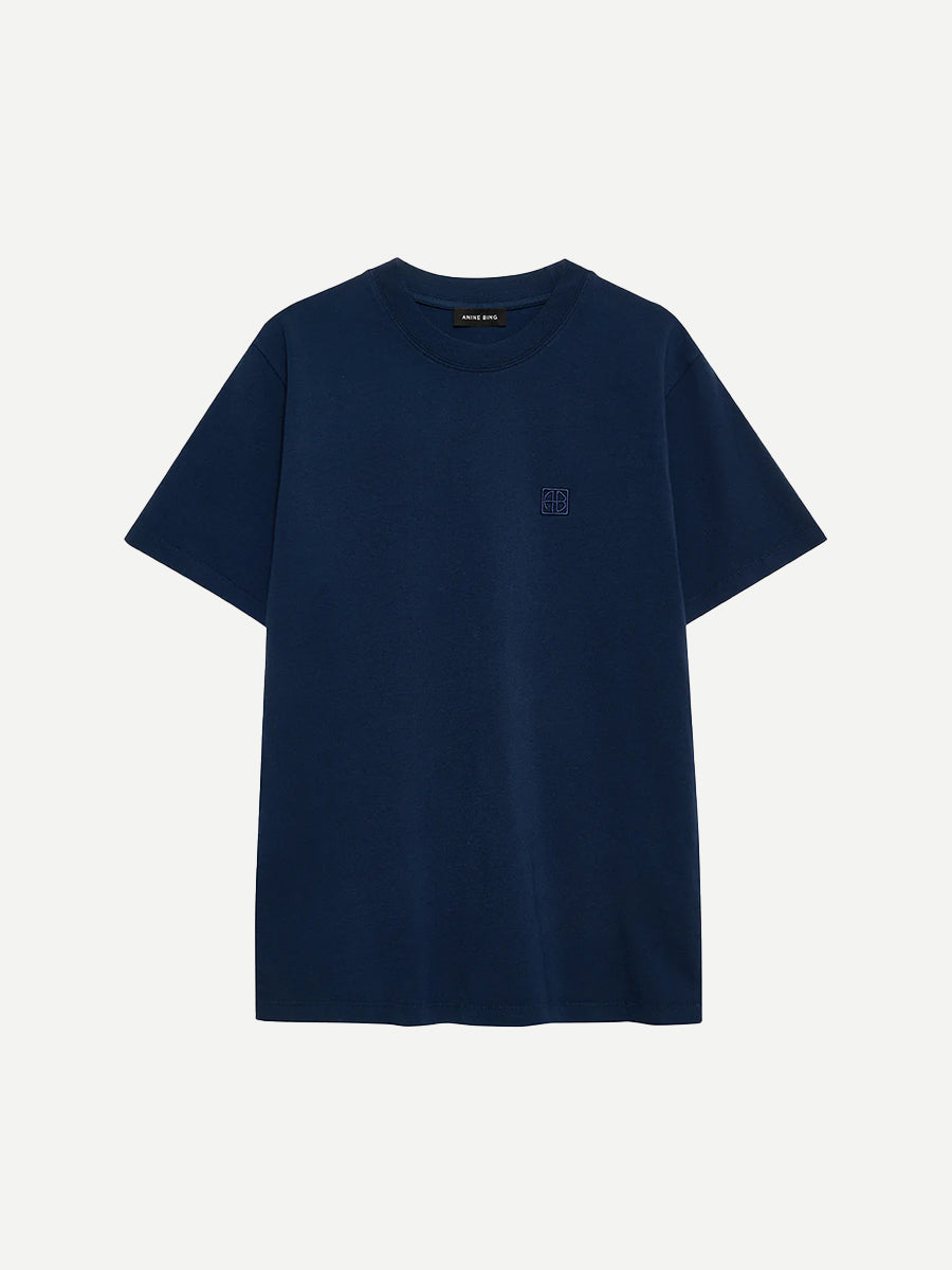 ANINE BING | Lili Tee Framed Monogram in Washed Navy