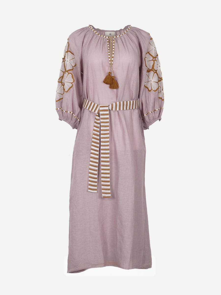 Benaras by Citrus Linen Kaftan Ash Purple Kora