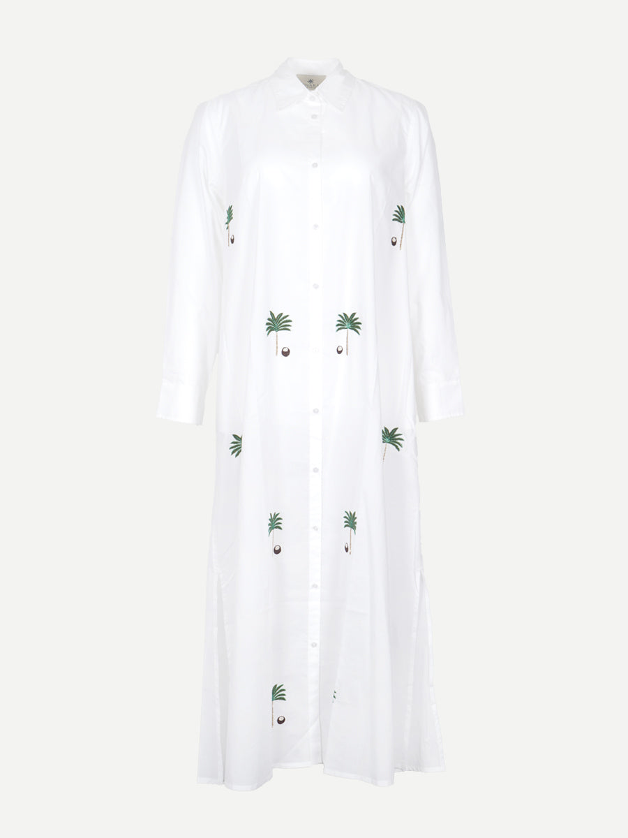 Benaras by Citrus Linen Shirt in White Green