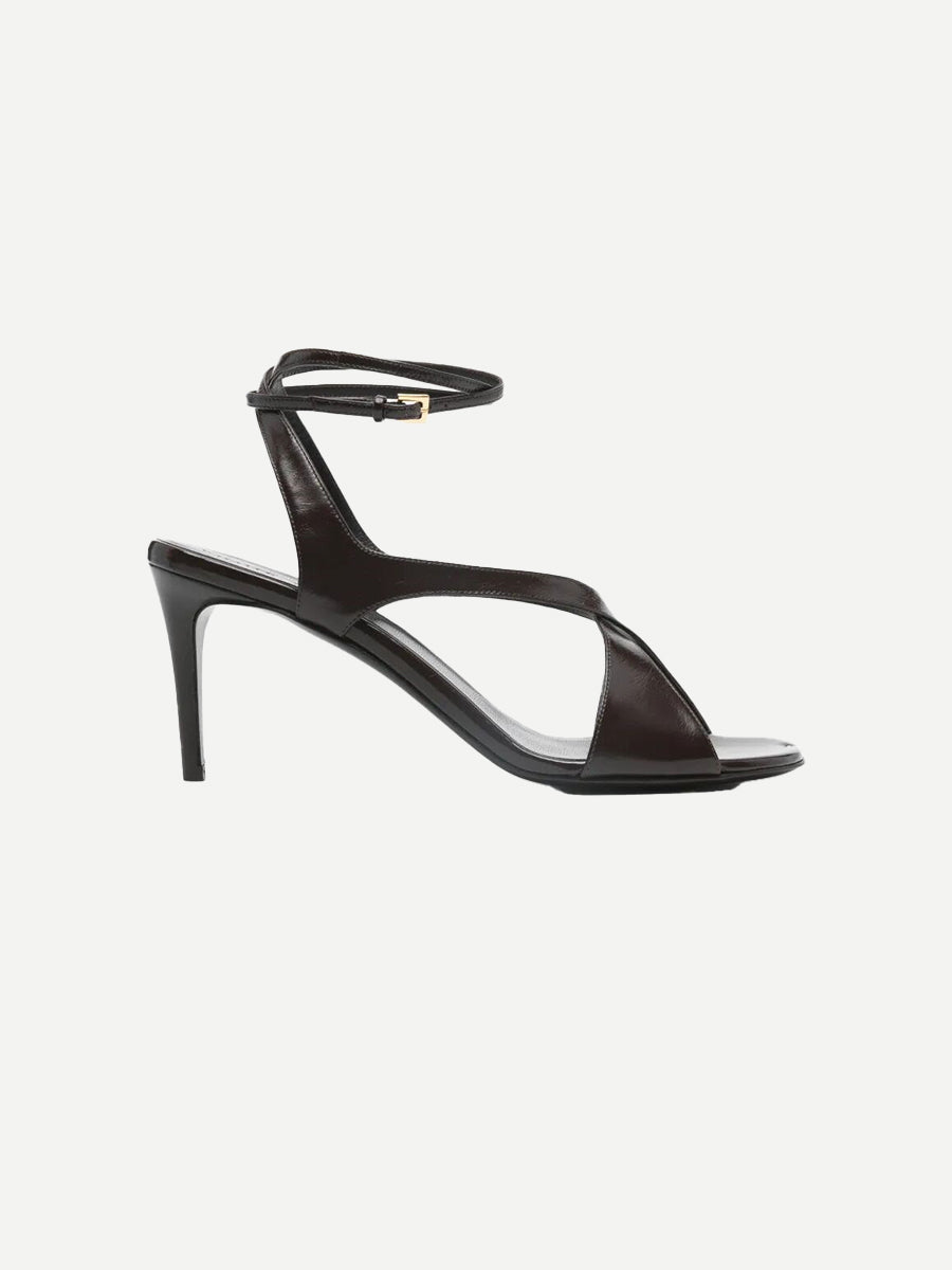 Khaite Liria Ankle Strap Sandal in Dark Brown