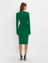 Victoria Beckham | Long Sleeve Fitted Dress in Viridian