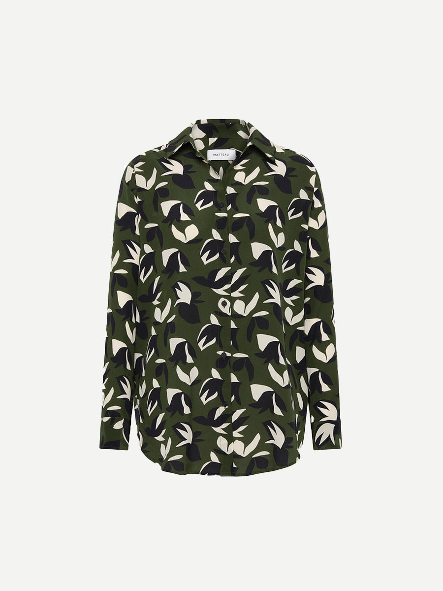 Matteau Long Sleeve Silk Shirt in Agave