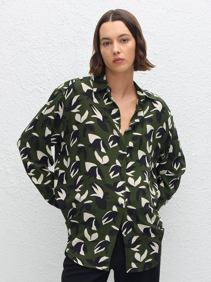 Matteau Long Sleeve Silk Shirt in Agave