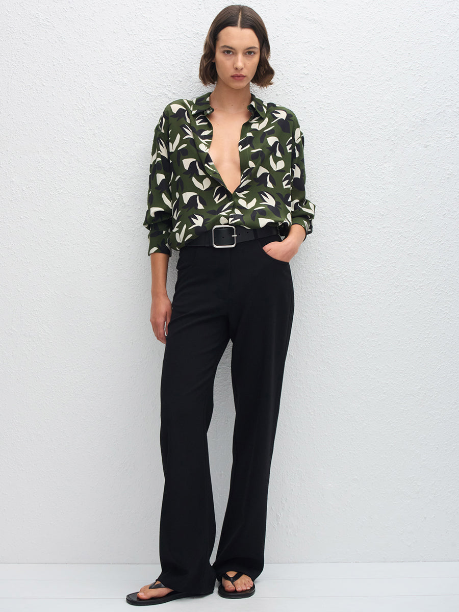 Matteau Long Sleeve Silk Shirt in Agave