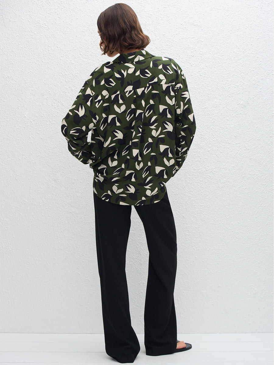 Matteau Long Sleeve Silk Shirt in Agave