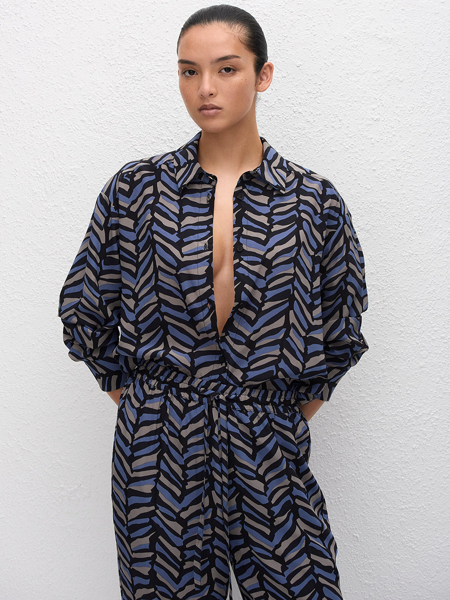 Matteau Long Sleeve Silk Shirt in Palermo