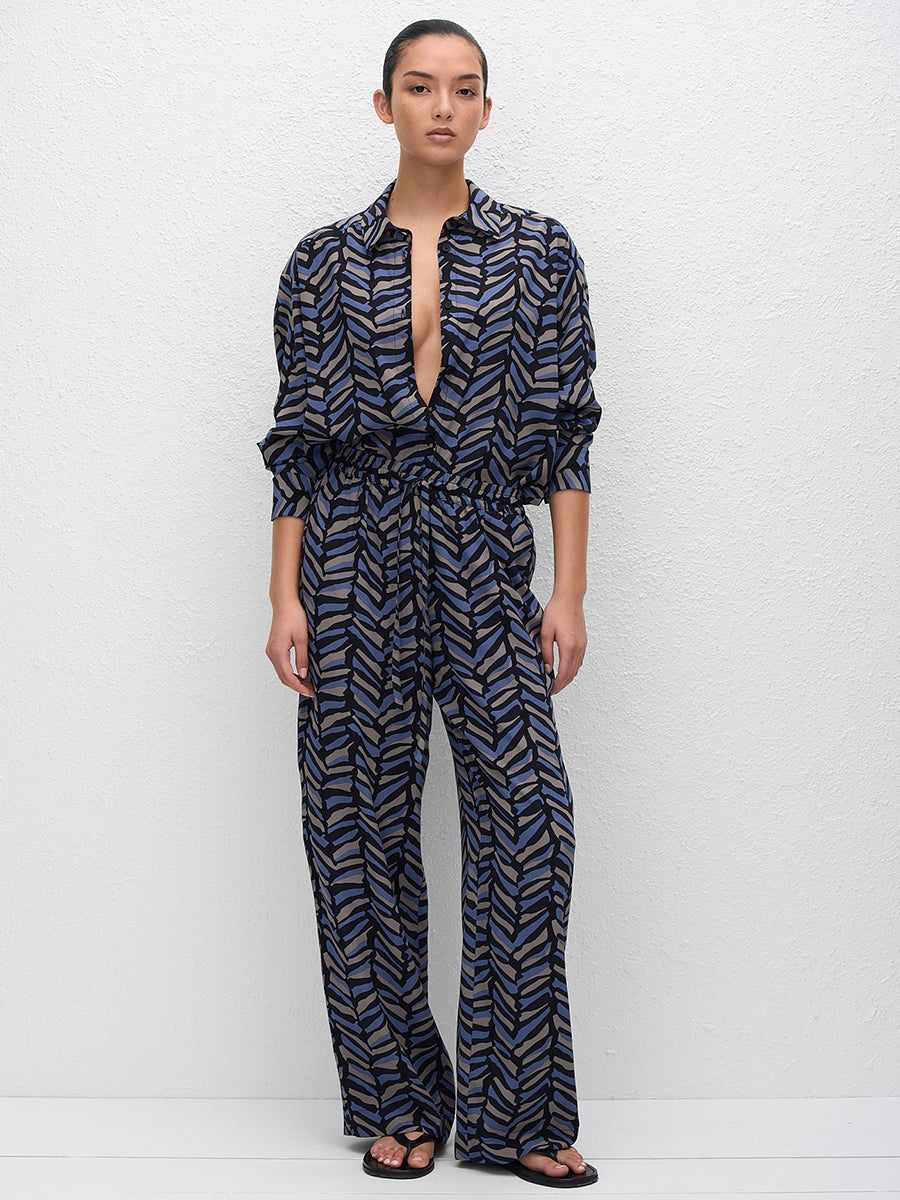 Matteau Long Sleeve Silk Shirt in Palermo