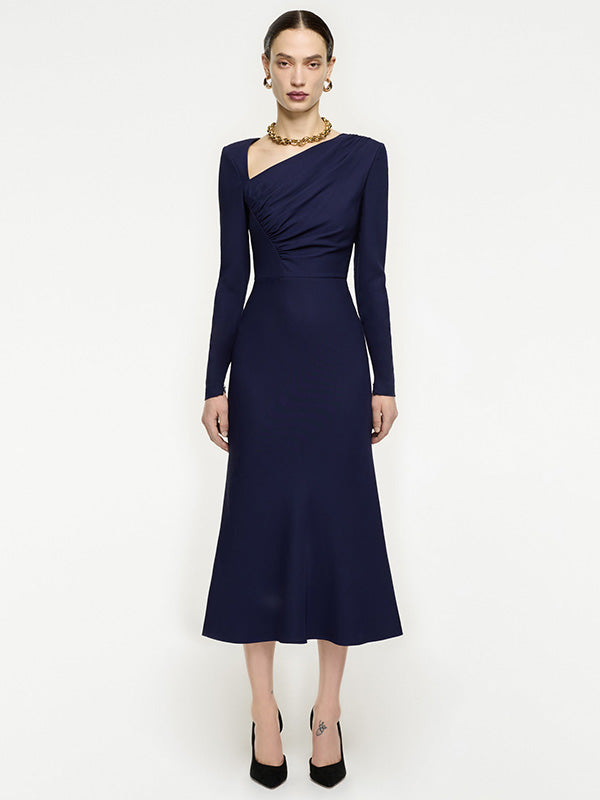 Roland Mouret Long Sleeve Stretch Dress in Navy
