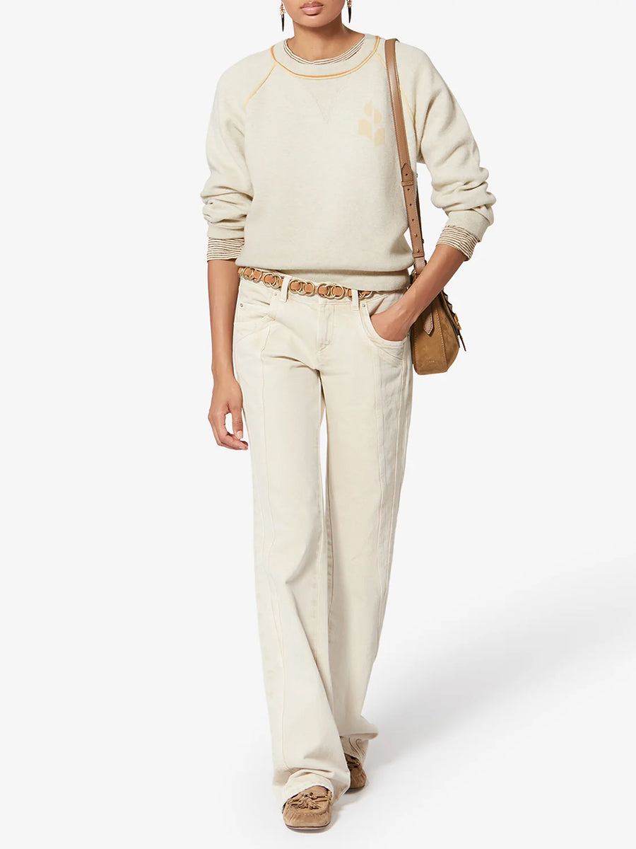 Loriby Pullover in Light Grey/Camel
