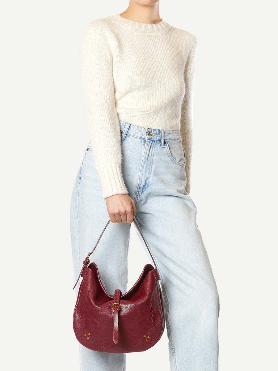 Jerome Dreyfuss Luis Braided Shoulder Bag in Bordeaux