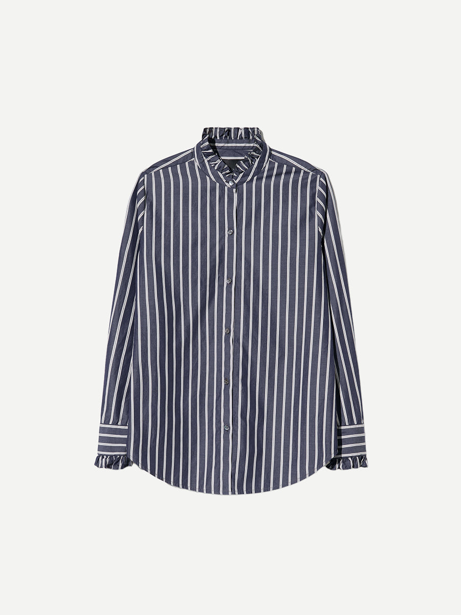 Nili Lotan Lydia Shirt in Charcoal Stripe
