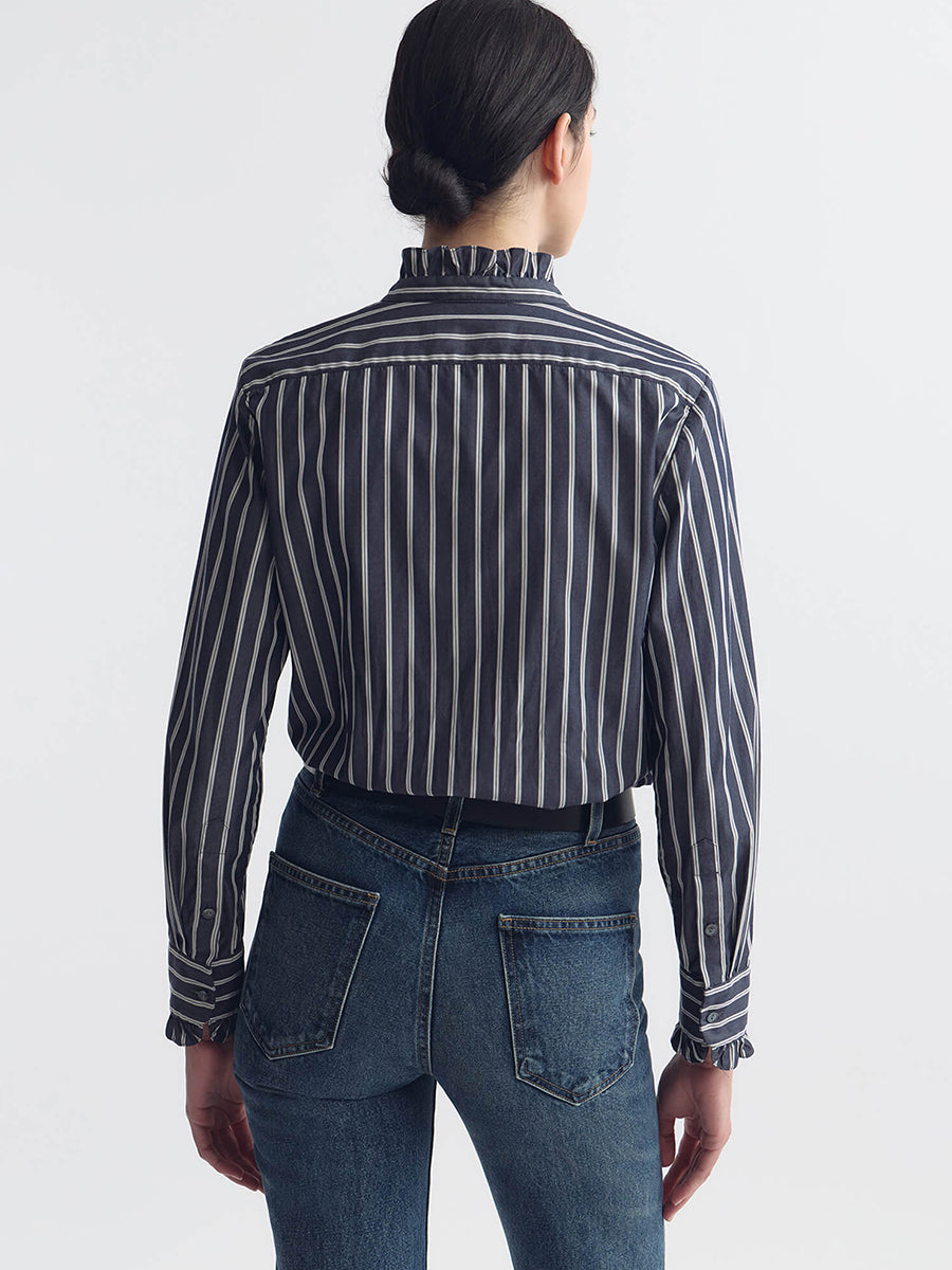 Lydia Shirt in Charcoal Stripe