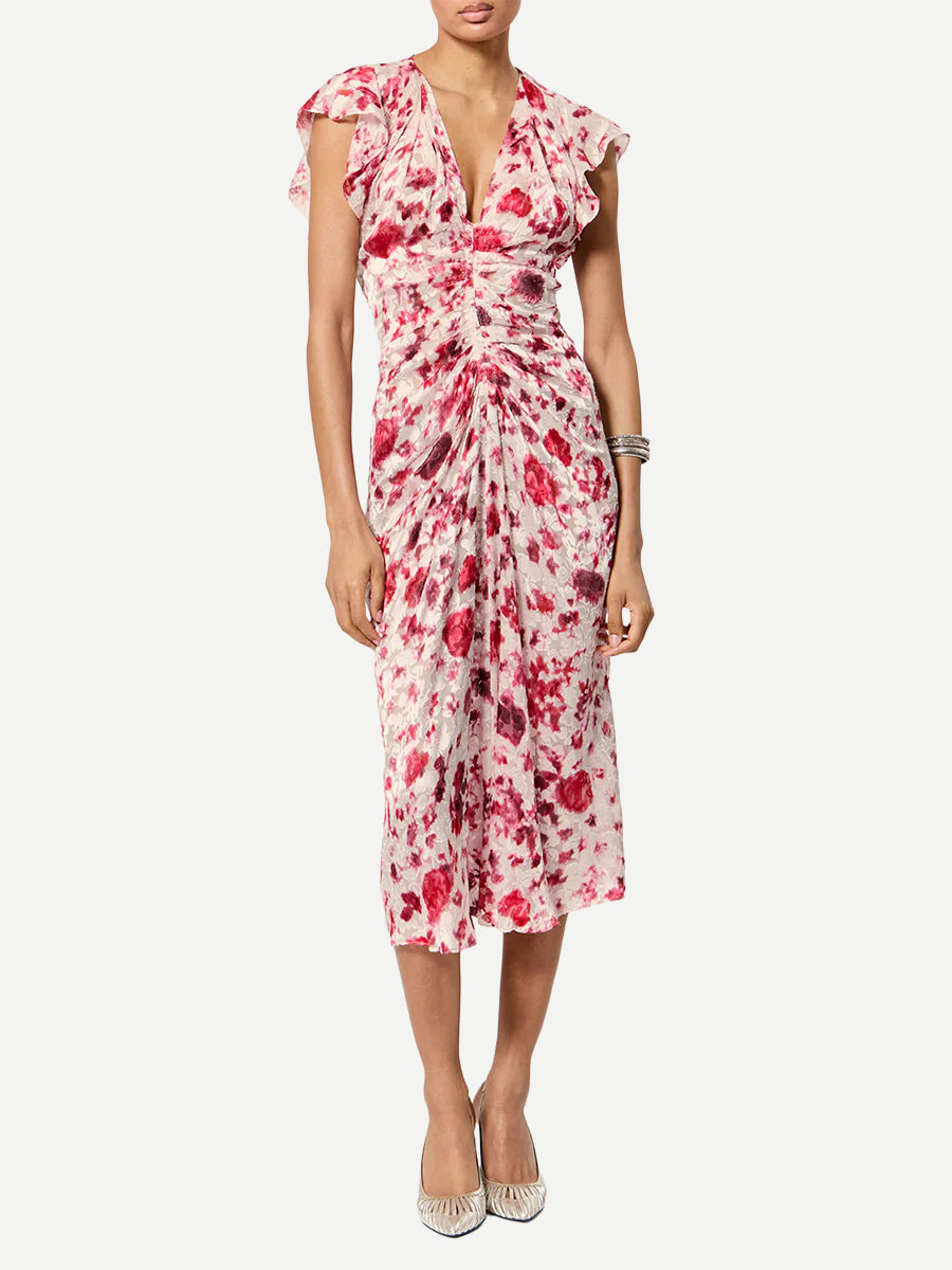 Lyndsay Dress in Ecru/Pink