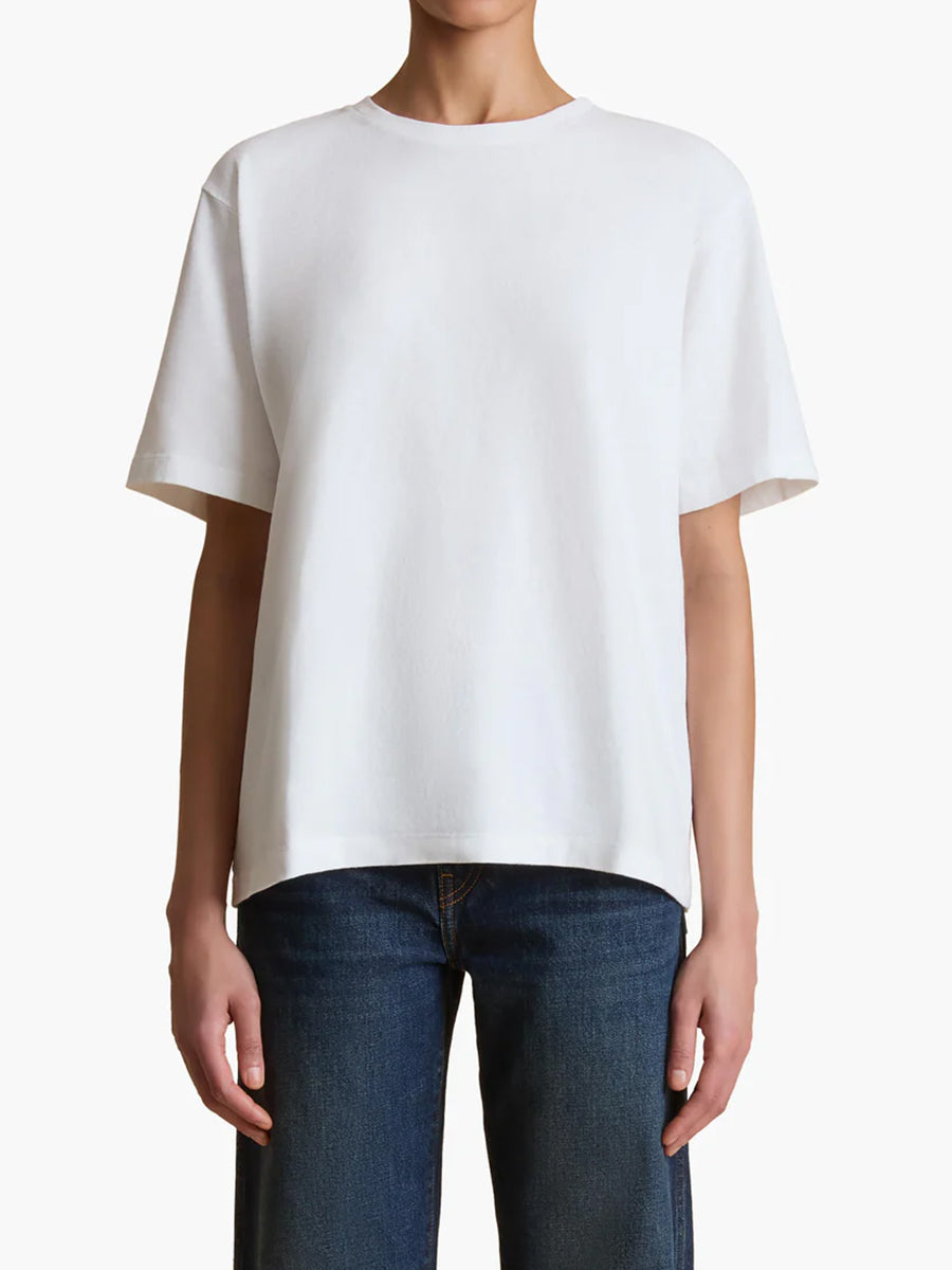 Khaite Mae Short Sleeve Tee Shirt in White