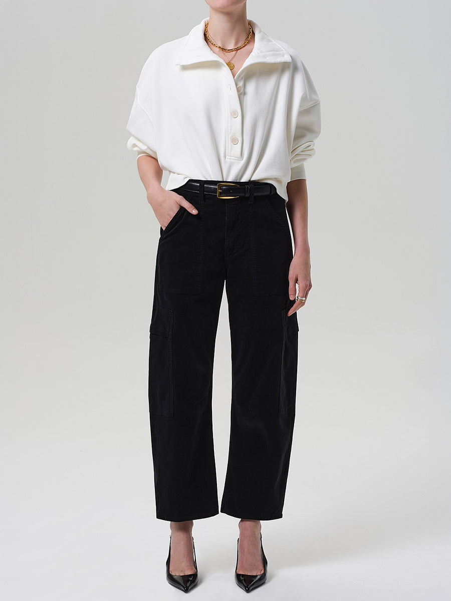 Citizens of Humanity | Marcelle Low Slung Corduroy Cargo in Charcoal