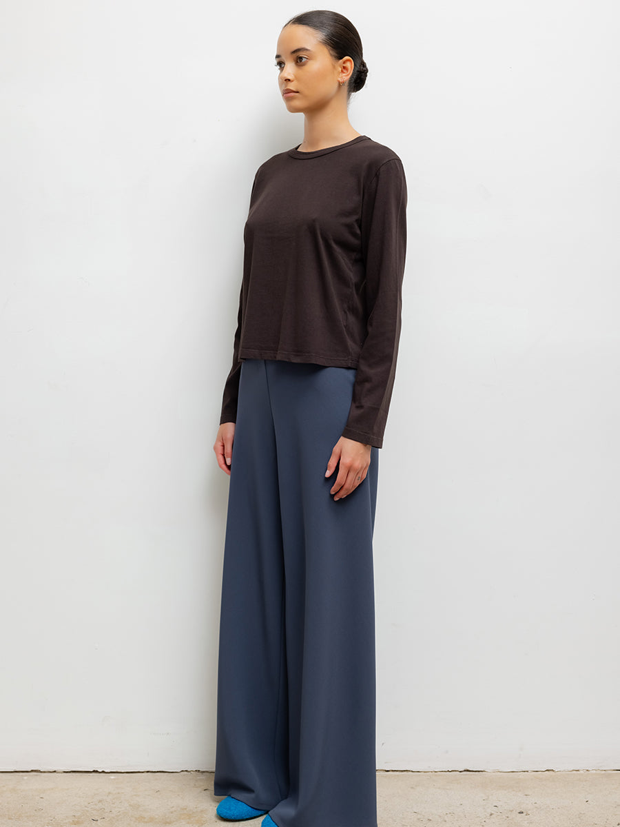LESET Margo Long Sleeve Tee in Chocolate