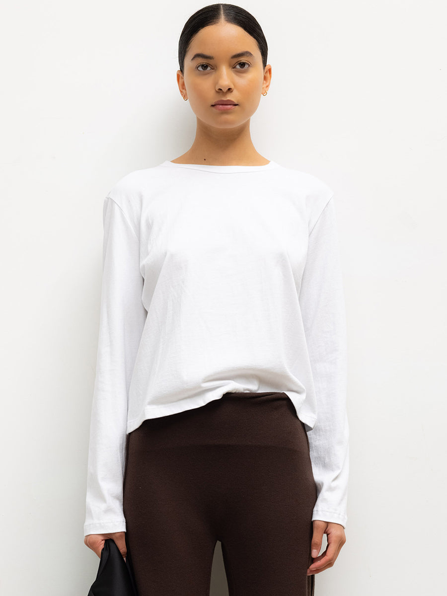 LESET Margo Long Sleeve Tee in White