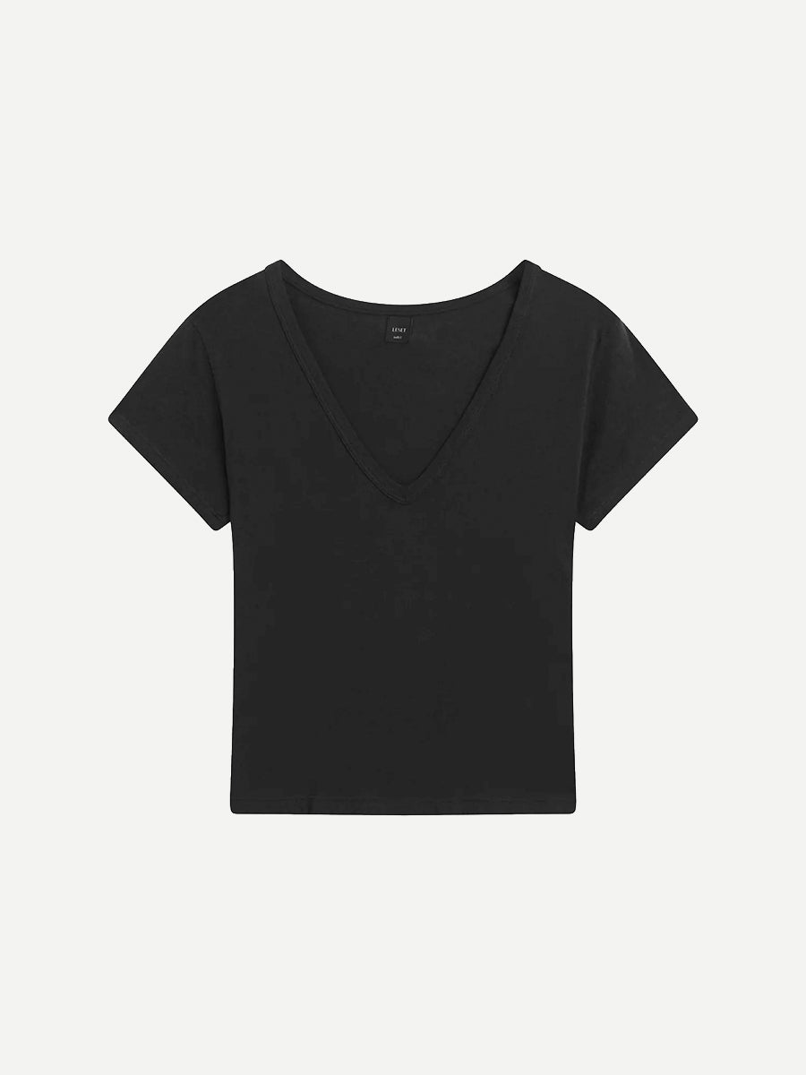 Margo V-Neck Tee in Black