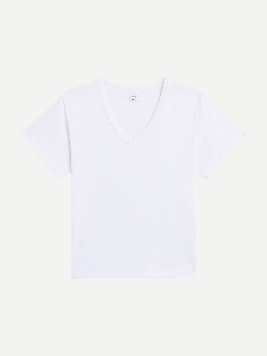 LESET Margo V-Neck Tee in White