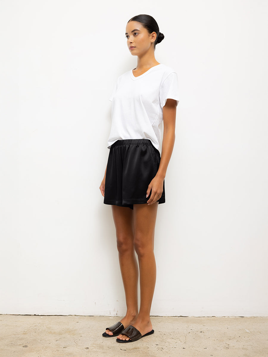 LESET Margo V-Neck Tee in White