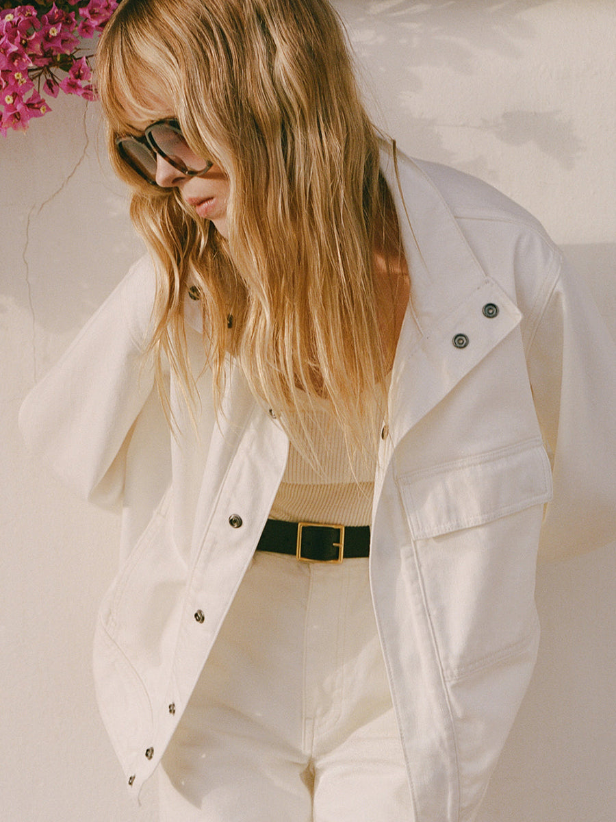 Nili Lotan Marilou Denim Jacket in Cream