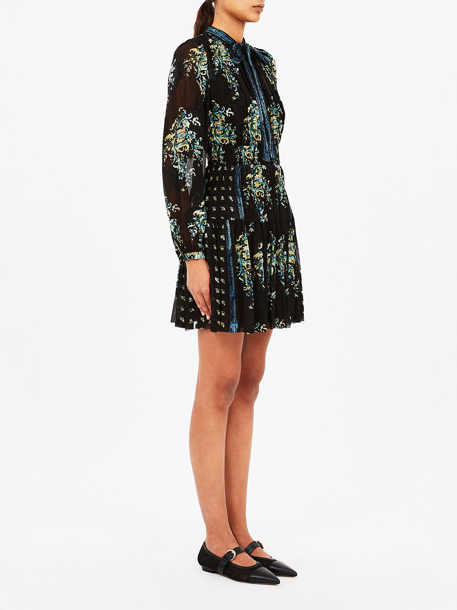 Ulla Johnson Maris Necktie Long Sleeve Mini Dress in Twilight | Shop now at Adam Heath Boutique Australia