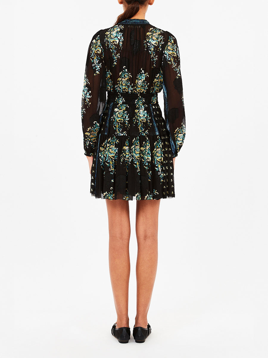 Ulla Johnson Maris Necktie Long Sleeve Mini Dress in Twilight | Shop now at Adam Heath Boutique Australia