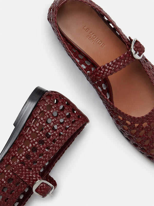 Le Monde Beryl | Mary Jane Woven Slippers in Red