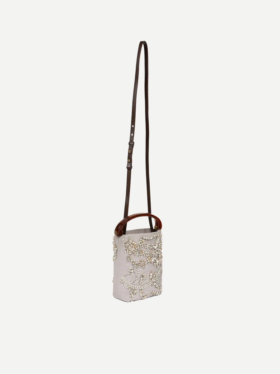 Micro Embellished Bag in Light Grey