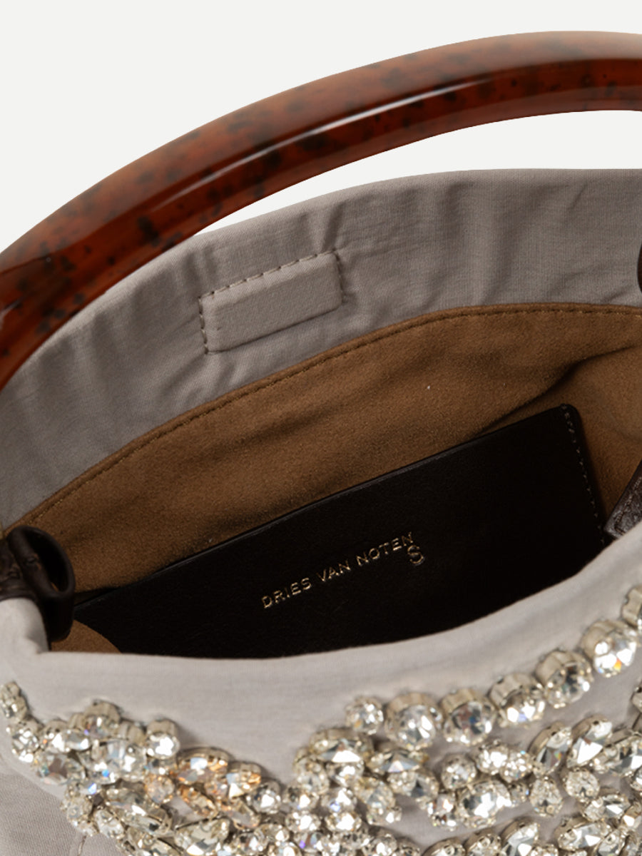 Micro Embellished Bag in Light Grey