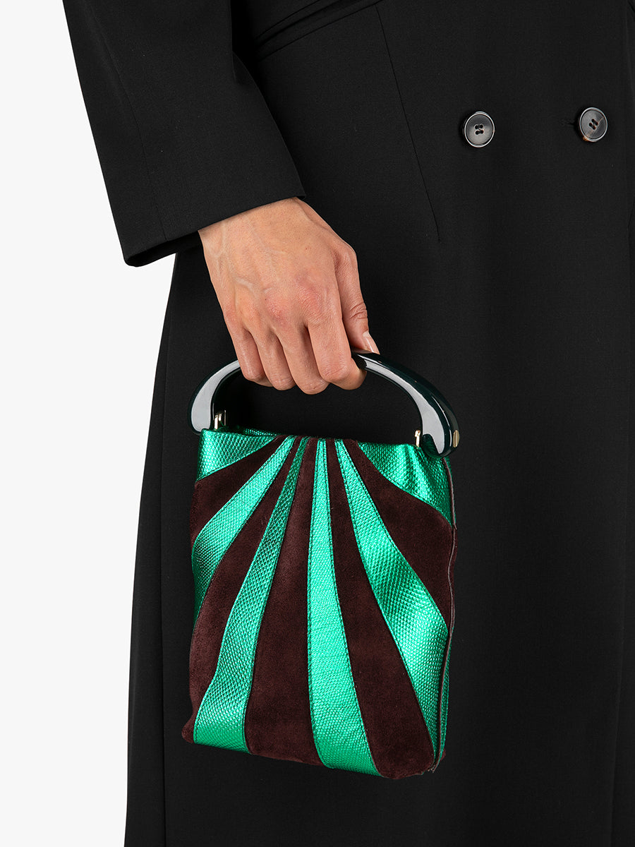 Dries Van Noten Micro Resin Handle Bag in Mint Stripe