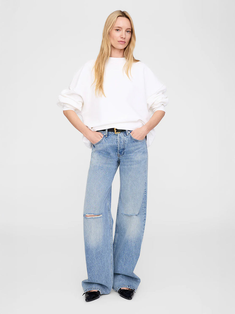 Anine Bing Miles Sweatshirt Framed Monogram in Off White