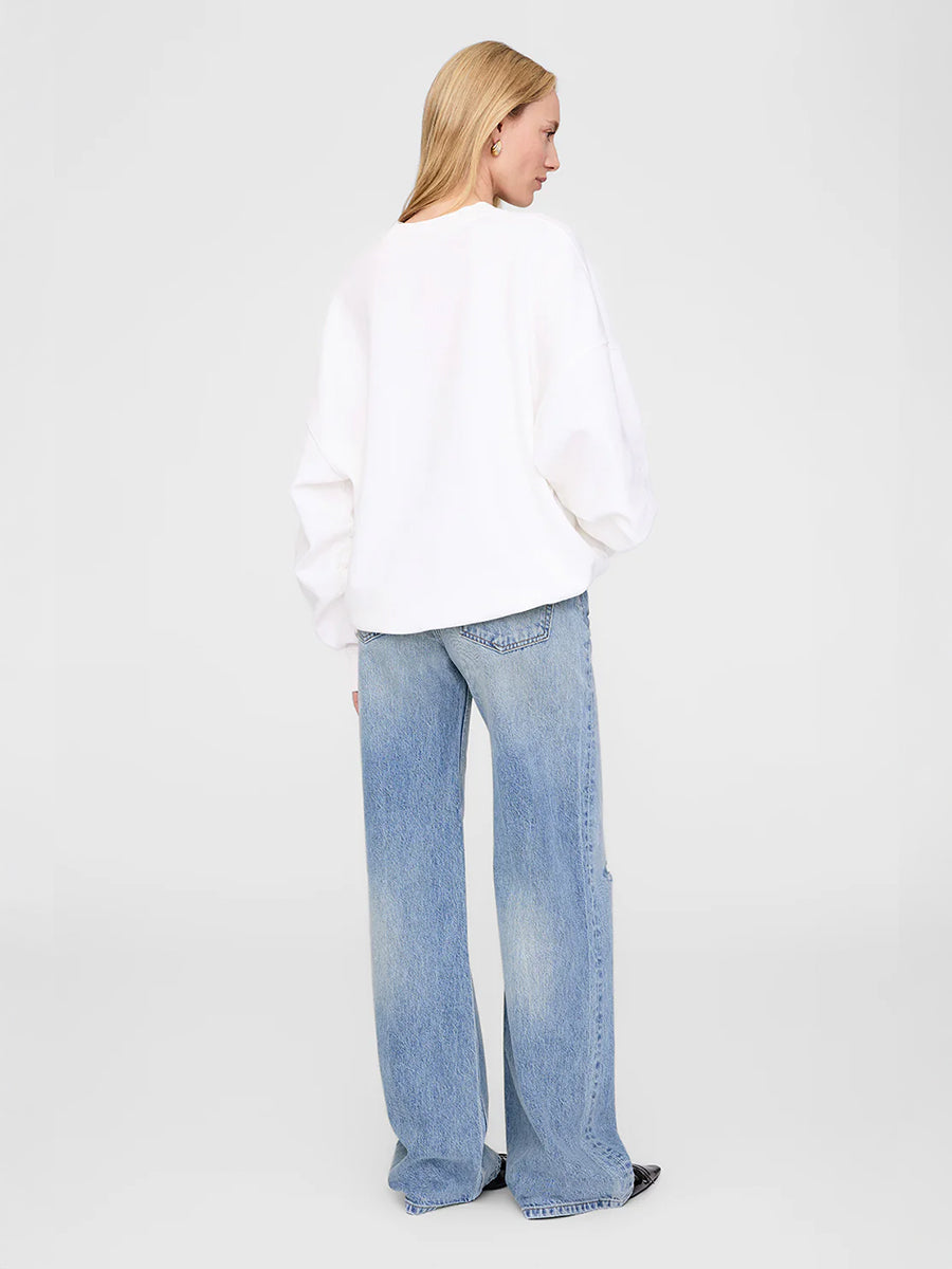 Anine Bing Miles Sweatshirt Framed Monogram in Off White