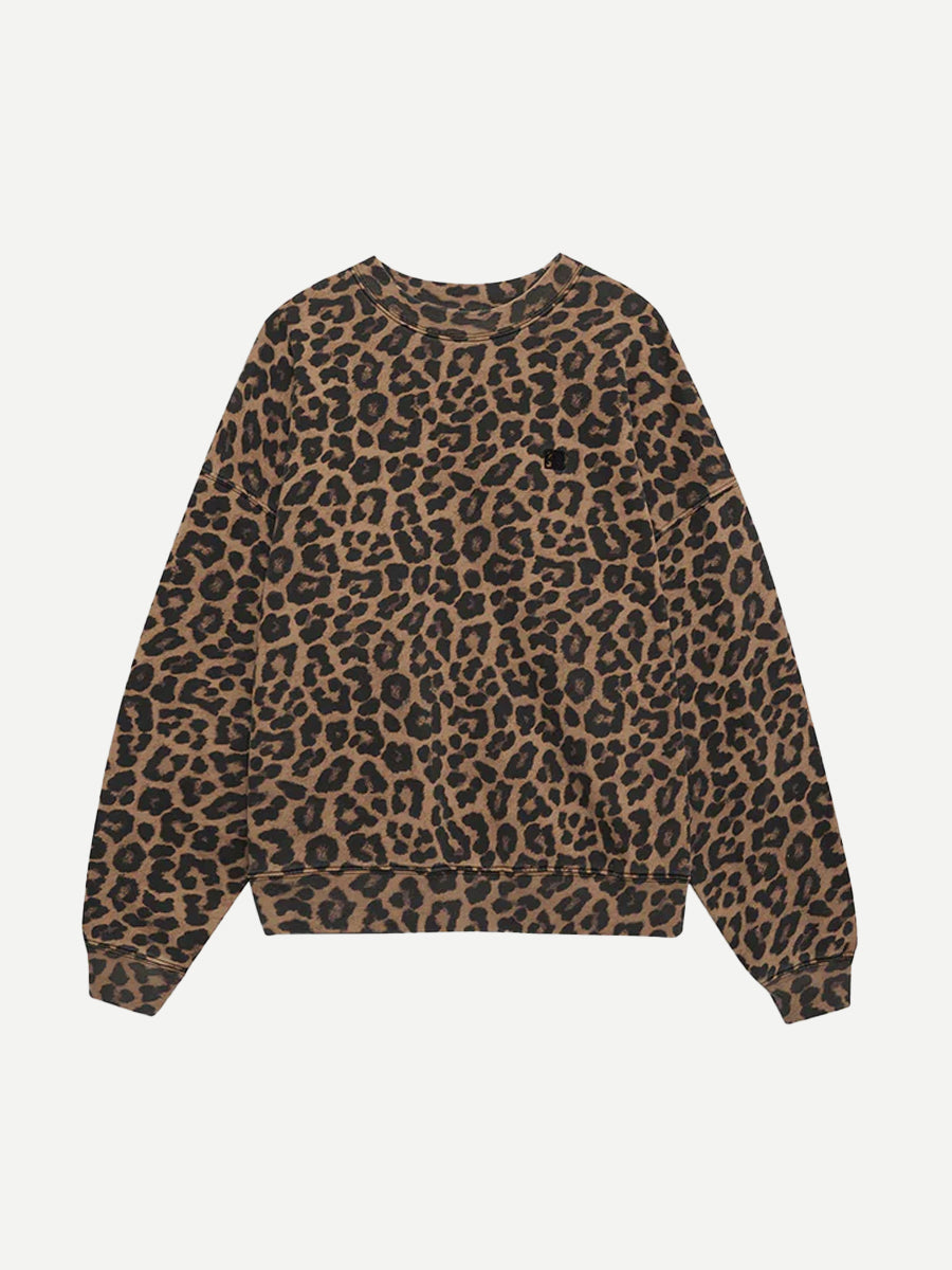 Miles Sweatshirt in Black/Brown Leopard
